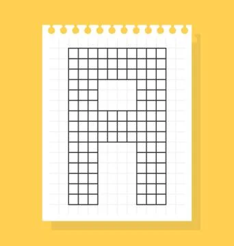 A letter on notepad sheet of squared paper, made of squares. Vector illustrat Stock Illustration