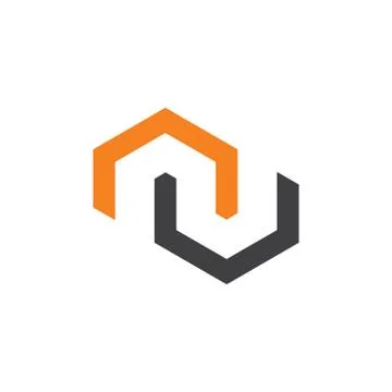 Letter nu linked geometric hexagonal logo Stock Illustration