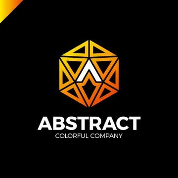 Letter A in a nut hex shape frame tech industry logo template. Abstract media Stock Illustration