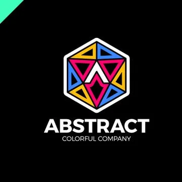 Letter A in a nut hex shape frame tech industry logo template. Abstract media Stock Illustration