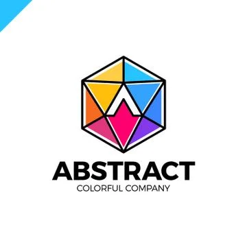 Letter A in a nut hex shape frame tech industry logo template. Abstract media Stock Illustration