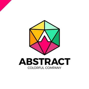 Letter A in a nut hex shape frame tech industry logo template. Abstract media Stock Illustration