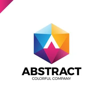 Letter A in a nut hex shape frame tech industry logo template. Abstract media Stock Illustration