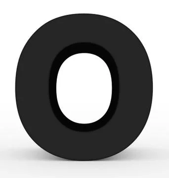 Letter O 3d black isolated on white Stock Illustration