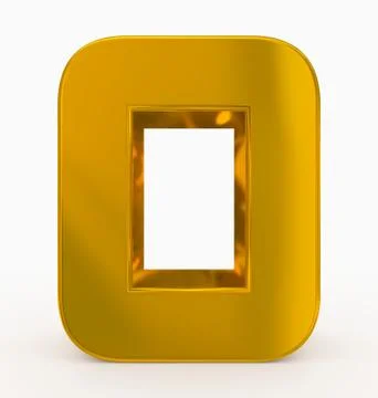 Letter O 3d cubic rounded golden isolated on white Stock Illustration