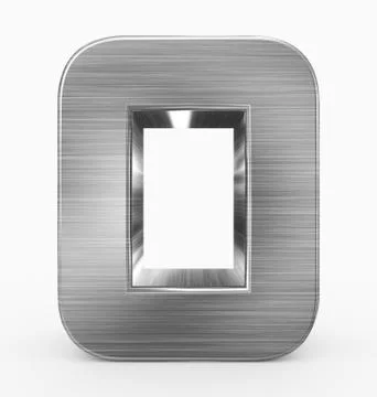 Letter O 3d cubic rounded metal isolated on white Ilustração Stock