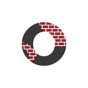Letter O with Brick Wall logo vector design building company Stock Illustration