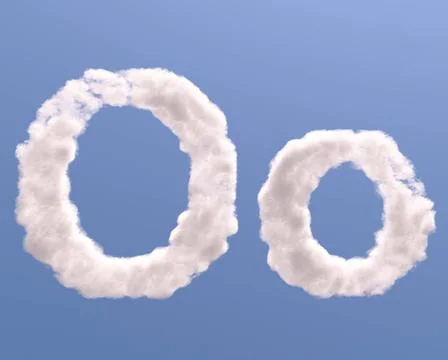 Letter O cloud shape Letter O cloud shape, isolated on white background Co... Foto stock