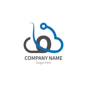 Letter O  combined with cloud technology icon logo Stock Illustration