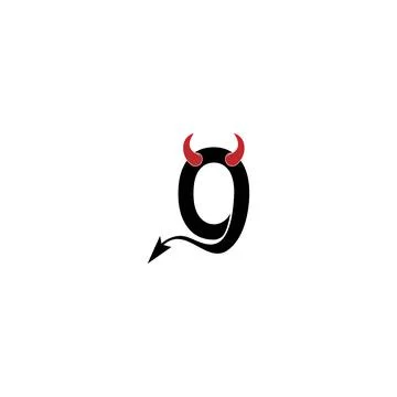 Letter O with devil's horns and tail icon logo design vector 스톡 일러스트