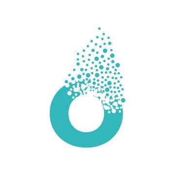 Letter O dispersing into a cloud of bubbles Stock Illustration