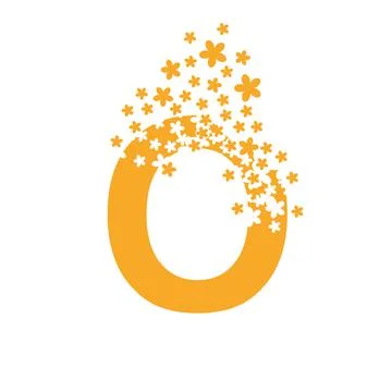 The letter O dissolves into a cloud of flowers Stock Illustration