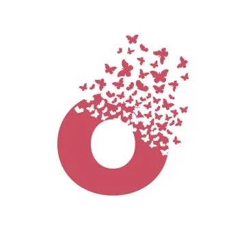 Letter O with effect of destruction. Dispersion. Butterfly, moth Stock-Illustration