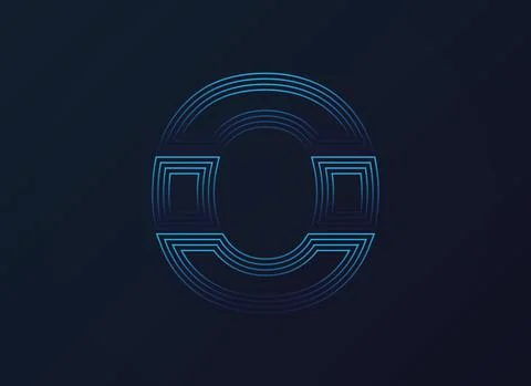 Letter O font, digital technology design, network concept.  Vector illustrati Stock Illustration