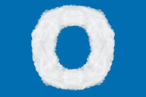 Letter O font shape element made of clouds on blue Illustration