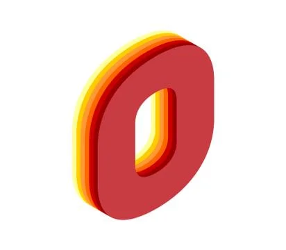 Letter O isometric 3D rendering isolated white background Stock Illustration