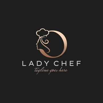 Letter O Lady Chef, Initial Beauty Cook Logo Design Vector Stock Illustration