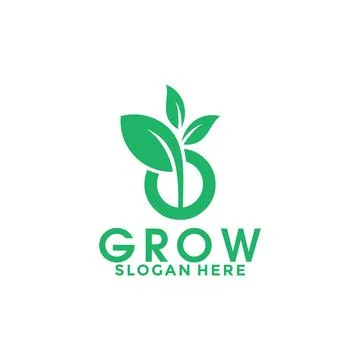 Letter O with leaf logo vector, Grow logo design icon vector template Stock Illustration