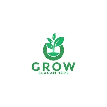 Letter O with leaf logo vector, Grow logo design icon vector template Stock Illustration