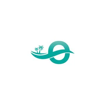 Letter O logo  coconut tree and water wave icon design Stock Illustration