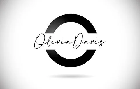 Letter O logo Design with Handwritten Name and Black Colors. Creative letter  Stock Illustration