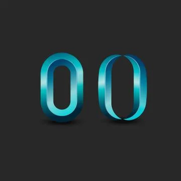 Letter O logo monogram or zero 3d symbol aquamarine latin calligraphy element Stock Illustration