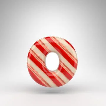 Letter O lowercase on white background. Candy cane 3D letter with red and whi Иллюстрация