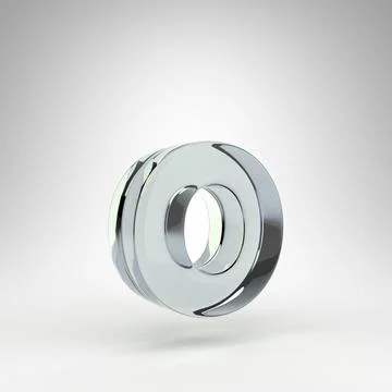 Letter O lowercase on white background. Camera lens transparent glass 3D letter Stock Illustration
