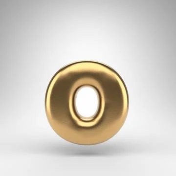 Letter O lowercase on white background. Golden 3D rendered font with gloss me Stock Illustration