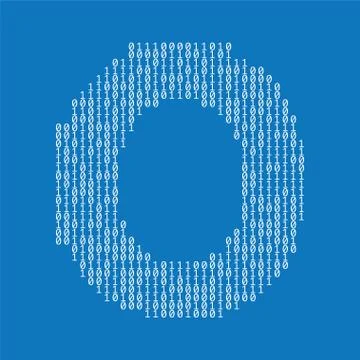 Letter O made from binary code digits. Technology background 스톡 일러스트
