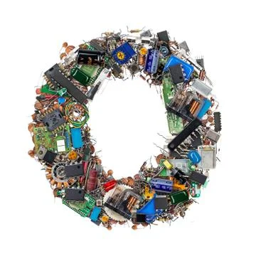 Letter O made of electronic components Stock Photos