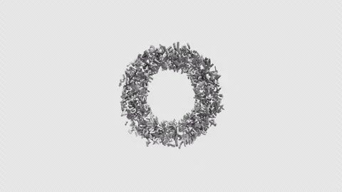 Letter O Made of Letters with Alpha Channel. 3D Font. Alphabet Letter Animation Video stock 304993271