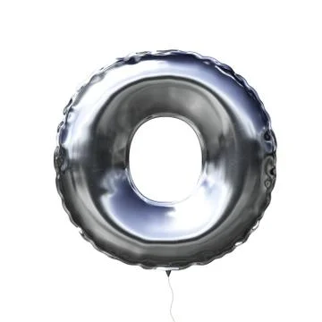 Letter O made of silver inflatable balloon isolated on white background Stock Illustration