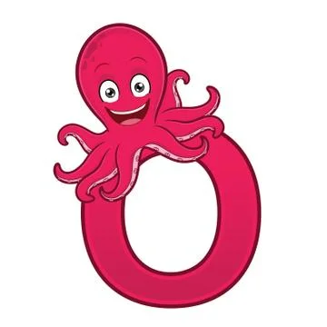 Letter O with an octopus Stock Illustration