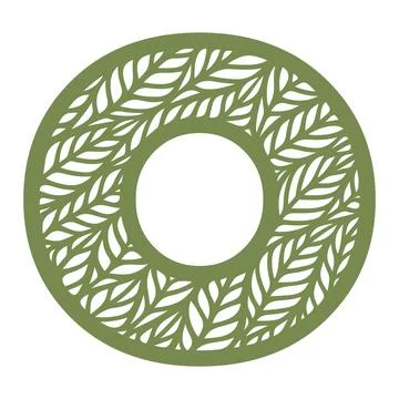 Letter O with a pattern of leaves.  Stock Illustration