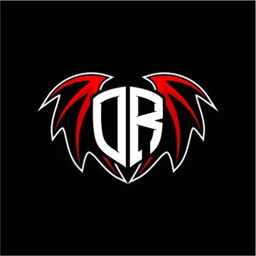 Letter O R initial vector logo template with a minimalist dragon wing style Stock Illustration