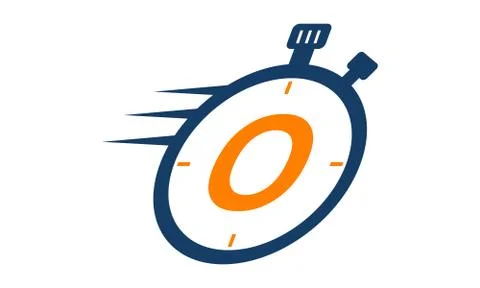 Letter O Stopwatch Logo 스톡 일러스트