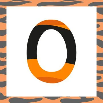 Letter O with tiger pattern Stock Illustration
