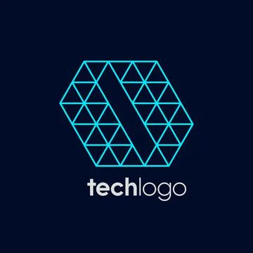 Letter O Triangle Polygon Tech Logo Stock Illustration