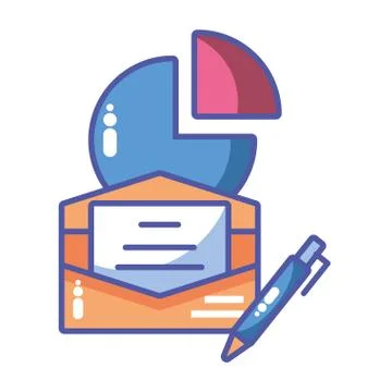 Letter with office elements on white background Illustrazione stock