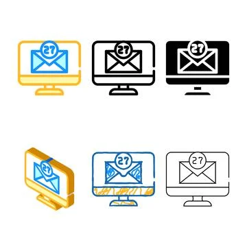 Letter online message types color icon vector 스톡 일러스트