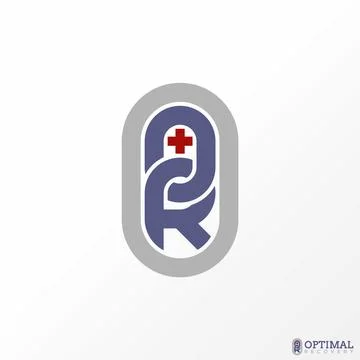 Letter OR font top down chain with cross plus. Related to initial or healthy Stock Illustration