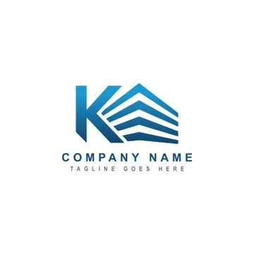 Letter or initial K incorporated with building. Property logo design inspirat Illustrazione stock