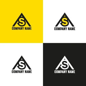 Letter AS or SA logo is designed with a black and yellow color scheme Stock Illustration