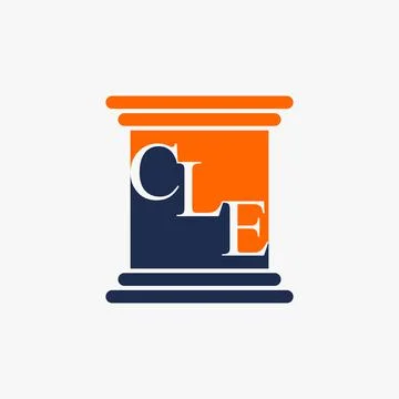 Letter or word CLE serif font from top to bottom on building support or pillar Ilustração Stock