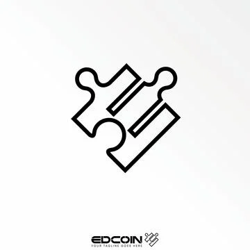 Letter or word E sans serif line font like puzzle graphic design vector stock Stock Illustration