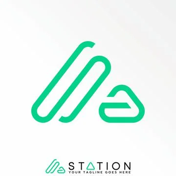 Letter or word SA line font in cutting triangle graphic Stock Illustration