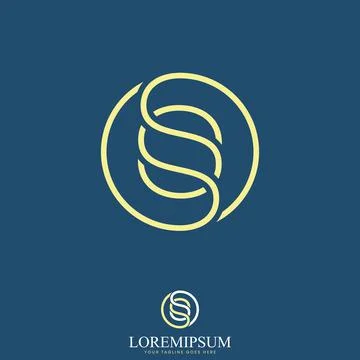 Letter or word SS double line font in circle graphic icon Stock Illustration