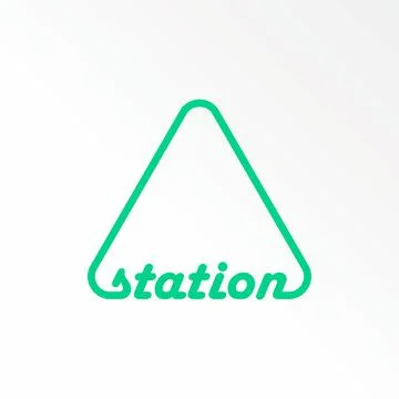 Letter or writing STATION line font in triangle graphic design Stock Illustration