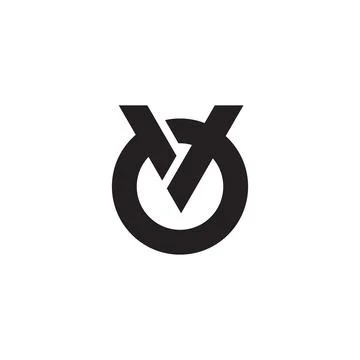 Letter ov simple overlapping geometric line logo vector Stock Illustration